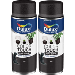 Dulux Valentine - Lot de 2 - Peinture aérosol Color Touch Multi-Supports - Effet Sablé Noir 400 ml
