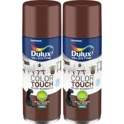 Dulux Valentine - Lot de 2 - Peinture aérosol Color Touch Multi-Supports - Satin Brun Châtaigne 400 ml