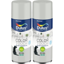 Dulux Valentine - Lot de 2 - Peinture aérosol Color Touch Multi-Supports - Satin Gris Clair 400 ml