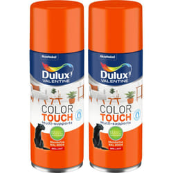 Dulux Valentine - Lot de 2 - Peinture aérosol Color Touch Multi-Supports - Brillant Mandarine 400 ml