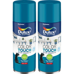 Dulux Valentine - Lot de 2 - Peinture aérosol Color Touch Multi-Supports - Brillant Bleu Radieux 400 ml