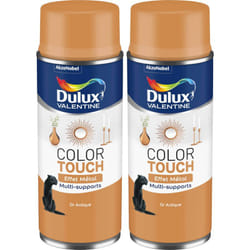 Dulux Valentine - Lot de 2 - Peinture aérosol Color Touch Multi-Supports - Effet Metallisé Or Antique 400 ml