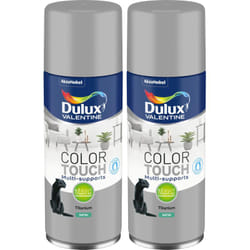 Dulux Valentine - Lot de 2 - Peinture aérosol Color Touch Multi-Supports - Satin Titanium 400 ml