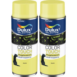 Dulux Valentine - Lot de 2 - Peinture aérosol Color Touch Multi-Supports - Phosphorescent Jaune 400 ml