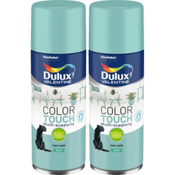 Dulux Valentine - Lot de 2 - Peinture aérosol Color Touch Multi-Supports - Satin Vert Jade 400 ml