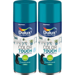 Dulux Valentine - Lot de 2 - Peinture aérosol Color Touch Multi-Supports - Satin Turquoise Intense 400 ml