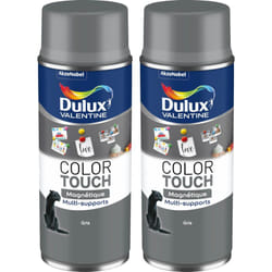 Dulux Valentine - Lot de 2 - Peinture aérosol Color Touch Multi-Supports - Magnétique Gris Mat 400 ml