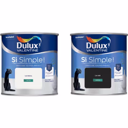 Peinture toutes pièces DULUX VALENTINE Si Simple ! SATIN Lot de 2 - Le Blanc & Le Noir 0,5 L La peinture Dulux Valentine Si S ...