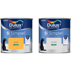Dulux Valentine Peinture Si Simple Lot de 2 Peinture Intérieure Toutes Pièces Satin - Peinture Murs et Plafonds, Portes et Plinthes - Couleurs : Le