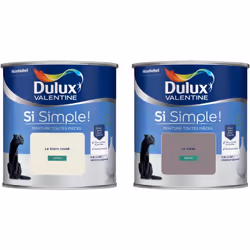 Peinture toutes pièces DULUX VALENTINE Si Simple ! SATIN Lot de 2 - Le Blanc Cassé & Le Violet 0,5 L La peinture Dulux Valent ...
