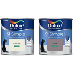 Dulux Valentine - Peinture Si Simple Lot de 2 Peinture Intérieure Toutes Pièces Satin - Peinture Murs et Plafonds, Portes et Plinthes - Couleurs : Le