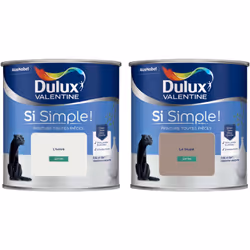 Peinture toutes pièces DULUX VALENTINE Si Simple ! SATIN Lot de 2 - L'Ivoire & Le Taupe 0,5 L La peinture Dulux Valentine Si ...