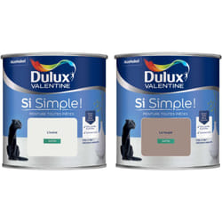 Dulux Valentine - Peinture Si Simple Lot de 2 Peinture Intérieure Toutes Pièces Satin - Peinture Murs et Plafonds, Portes et Plinthes - Couleurs :