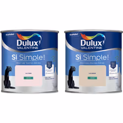 Peinture toutes pièces DULUX VALENTINE Si Simple ! SATIN Lot de 2 - Le Sable & Le Rose 0,5 L La peinture Dulux Valentine Si S ...
