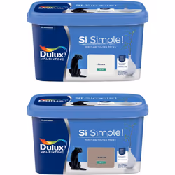 Peinture toutes pièces DULUX VALENTINE Si Simple ! SATIN Lot de 2 - L'Ivoire & Le Taupe 2,5 L La peinture Dulux Valentine Si  ...