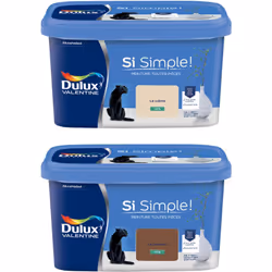 Peinture toutes pièces DULUX VALENTINE Si Simple ! SATIN Lot de 2 - Le Crème & Le Chocolat 2,5 L La peinture Dulux Valentine  ...