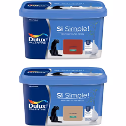Peinture toutes pièces DULUX VALENTINE Si Simple ! SATIN Lot de 2 - Le Camel & Le Rouge 2,5 L La peinture Dulux Valentine Si  ...