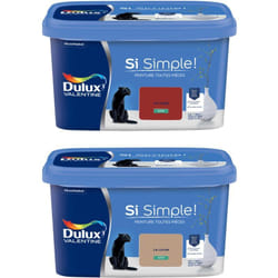 Dulux Valentine - Peinture Si Simple Lot de 2 Peinture Intérieure Toutes Pièces Satin - Peinture Murs et Plafonds, Portes et Plinthes - Couleurs : Le