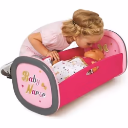 Lit à Bascule pour Poupon Baby Nurse - SMOBY - Adapté pour les poupons jusquà 42 cm - Rose
