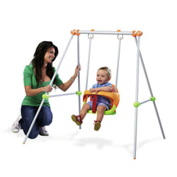 Smoby 310046 balançoire pour bébé Extérieure Portique balançoire bébé 1 siège(s) Vert, Orange, Acier inoxydable