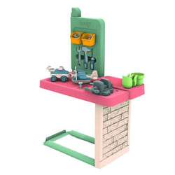 Smoby Life - Atelier de bricolage adapté aux maison Smoby - Fabriquée en France - Matière Recyclée - 39 accessoires - Dès 2 ans