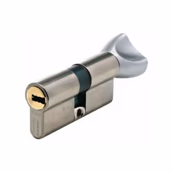 Cylindre à profil européen. Mécanisme 5 pistons. Finition : laiton nickelé Livré avec 3 clés.