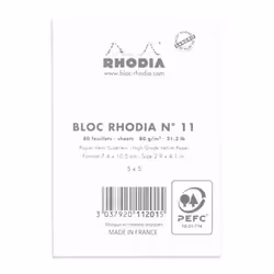 Rhodia N°11 bloc-notes A7 80 feuilles Blanc