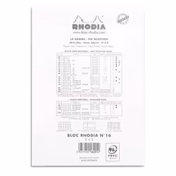 Rhodia N°16 bloc-notes A5 80 feuilles Blanc