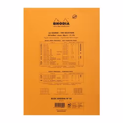 Rhodia N°18 bloc-notes A4 80 feuilles Orange