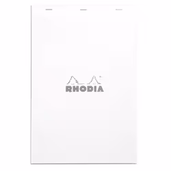 Rhodia N°19, Monochromatique, Blanc, A4+, 80 feuilles, 80 g/m², Papier quadrillé