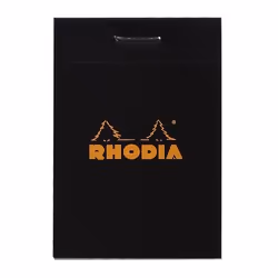 Rhodia Head stapled pad N°10, Image, Noir, 80 feuilles, Mat, 80 g/m², Papier quadrillé