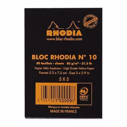 Rhodia Head stapled pad N°10 bloc-notes 80 feuilles Noir