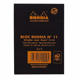 Rhodia 112009C bloc-notes A7 80 feuilles Noir