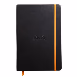 Rhodia 118742C, Monochromatique, Noir, A5, 96 feuilles, Papier ligné, Couverture rigide