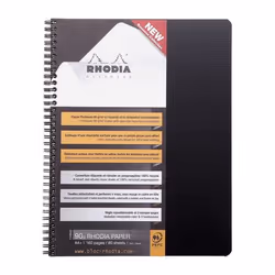 Rhodia 119900C, Monochromatique, Noir, A4+, 80 feuilles, 90 g/m², Papier quadrillé
