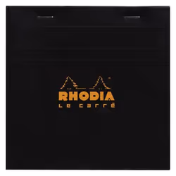 Rhodia 148209C, Monochromatique, Noir, 80 feuilles, Papier quadrillé, Couverture avant souple et couverture arriere rigide, U ...