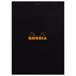 Rhodia 182009C, Image, Noir, A4, 80 feuilles, Papier quadrillé, Couverture avant souple et couverture arriere rigide