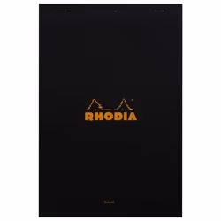Rhodia 190009C, Monochromatique, Noir, A4+, 80 feuilles, Couverture avant souple et couverture arriere rigide, Universel