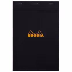 Rhodia 192009C, Image, Noir, A4+, 80 feuilles, Papier quadrillé, Couverture avant souple et couverture arriere rigide