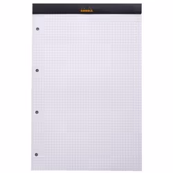 Rhodia N°20, Monochromatique, Noir, A4+, 80 feuilles, 80 g/m², Papier quadrillé