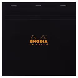 Rhodia 210209C, Monochromatique, Noir, 80 feuilles, Mat, Papier quadrillé, Couverture avant souple et couverture arriere rigi ...