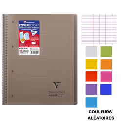 Cahier - A4 (21x297cm) - Petits carreaux - 160 pages - couverture en polypro - à spirale - Clairefontaine - Koverbook