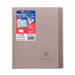 CLAIREFONTAINE - Cahier piqûre KOVERBOOK - 17 x 22 - 96 pages Seyès - Couverture Polypro translucide - Couleur marron