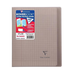 CLAIREFONTAINE - Cahier piqûre KOVERBOOK - 17 x 22 - 96 pages Seyès - Couverture Polypro translucide - Couleur marron