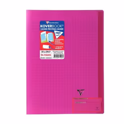 CLAIREFONTAINE - Cahier piqûre KOVERBOOK - 21 x 297 - 96 pages Seyès - Couverture Polypro translucide - Couleur rose