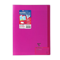 CLAIREFONTAINE - Cahier piqûre KOVERBOOK - 21 x 297 - 96 pages Seyès - Couverture Polypro translucide - Couleur rose
