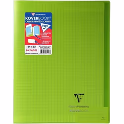 CLAIREFONTAINE - Cahier piqûre KOVERBOOK - 24 x 32 - 96 pages Seyès - Couverture Polypro translucide - Vert
