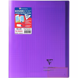 CLAIREFONTAINE - Cahier piqûre KOVERBOOK - 24 x 32 - 96 pages Seyès - Couverture Polypro translucide - Violet