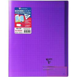 CLAIREFONTAINE - Cahier piqûre KOVERBOOK - 24 x 32 - 96 pages Seyès - Couverture Polypro translucide - Violet