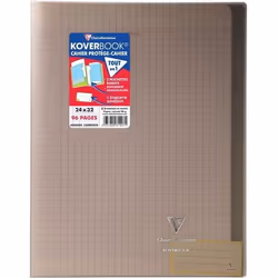 CLAIREFONTAINE - Cahier piqûre KOVERBOOK - 24 x 32 - 96 pages Seyès - Couverture Polypro translucide - Marron
